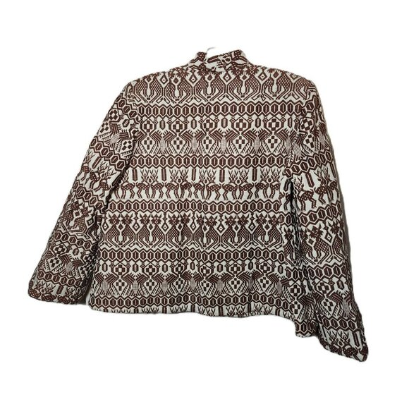 Vintage Pelux Guatemala ethnic tapestry jacket coat burgundy ivory size 18 NEW - Picture 6 of 8